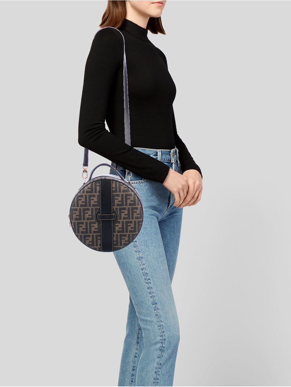 Vintage Fendi Zucca Print FF Monogram Round Canteen Convertible Crossbody Bag